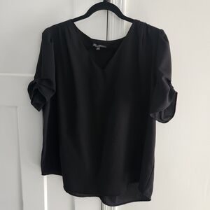 Adrianna Papell Womens Black Blouse Size Xl Short Sleeve